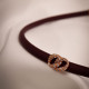 Bordo Yumuşak Deri Rose Renk Zircon Taşlı Choker