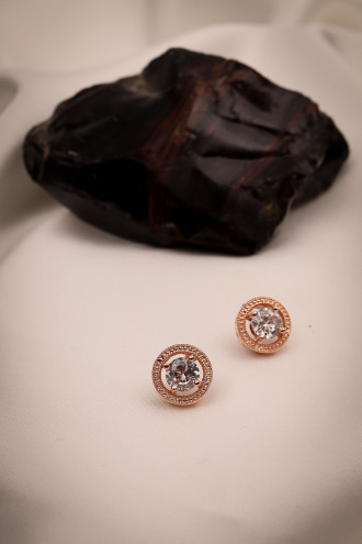 Yuvarlak Taşlı Tek Taş Küpe