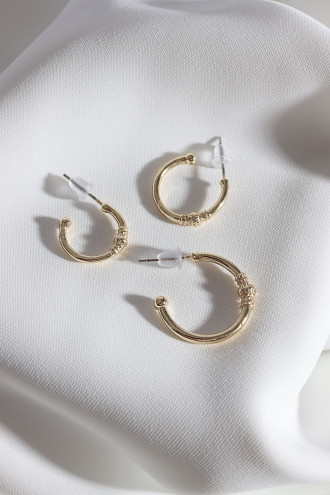 Kadın 3'Lü Gold Renk Halka Küpe Set