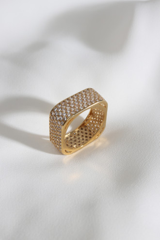 Gold Renk Tam Tur Kare Zircon Yüzük Gold Renk Tam Tur Kare Zircon Yüzük
