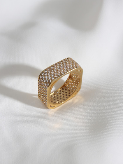 Gold Renk Tam Tur Kare Zircon Yüzük Gold Renk Tam Tur Kare Zircon Yüzük