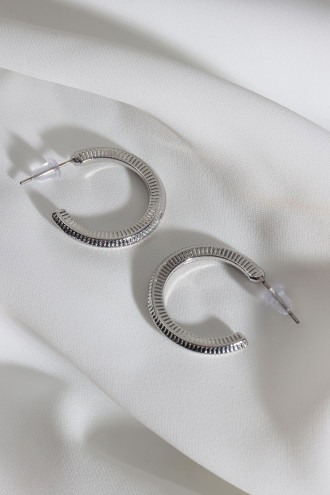 Vintage Gümüş Renk Halka Küpe