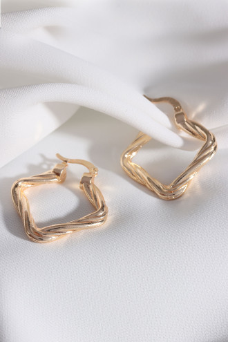 Gold Renk Bukle Kare Vintage Halka Küpe