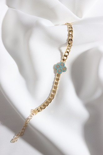 Zircon Mercan Taşlı Gold Renk Zincir Bileklik