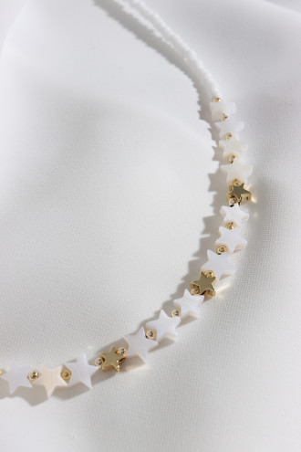 Beyaz Yıldız Boncuklu Kolye