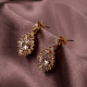Zircon Taşlı Sallantılı Gold Renk Abiye Küpe