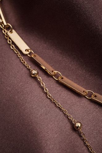 Ikili Gold Renk Zincir Kolye