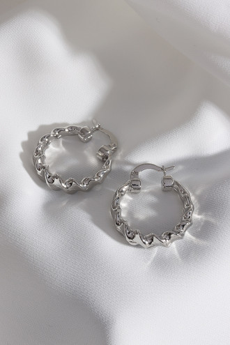 Bukle Gümüş Renk Vintage Halka Küpe