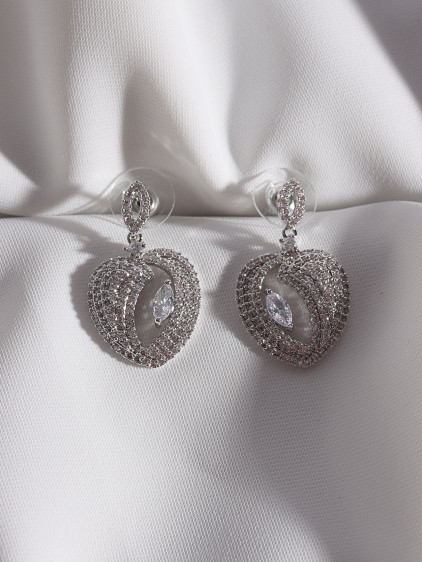 Zircon Taşlı Sallantılı Abiye Küpe