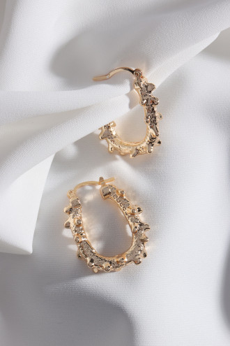 Oval Vintage Gümüş Renk Halka Küpe