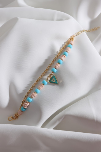 2'Li Pembe Fimo Boncuklu Üçgen Sallantılı Bileklik