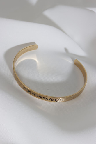I Love You To The Moon and Back Yazılı Gold Renk Kararmaz Vip Bileklik