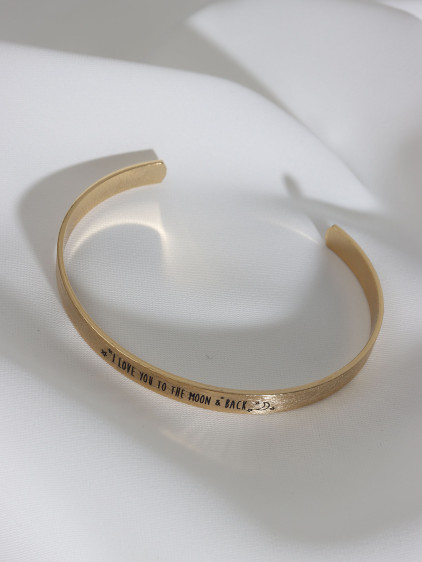 I Love You To The Moon and Back Yazılı Gold Renk Kararmaz Vip Bileklik
