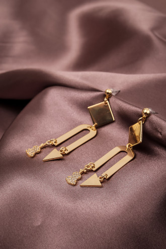 Sallantılı Gold Renk Küpe