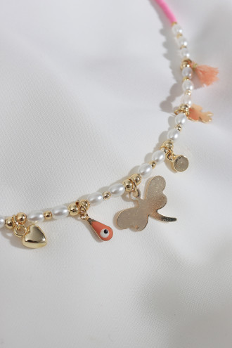 Yusufçuk Uçlu Pembe Boncuk Kolye