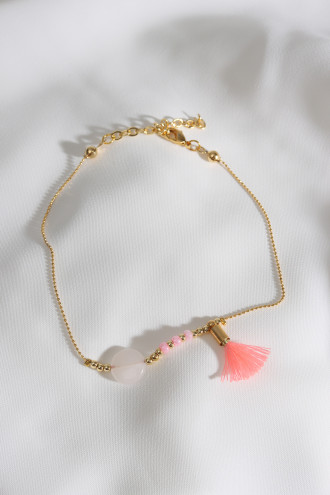 Pembe Taşlı Gold Renk Halhal Pembe Taşlı Gold Renk Halhal