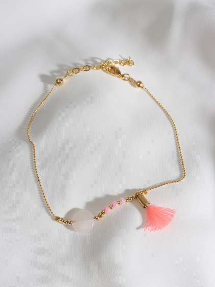 Pembe Taşlı Gold Renk Halhal Pembe Taşlı Gold Renk Halhal
