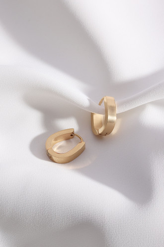 Çelik Oval Küçük Boy Gold Renk Halka Küpe