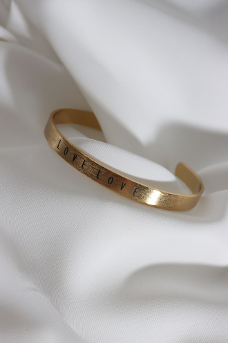Love Yazılı Gold Renk Kararmaz Vip Bileklik