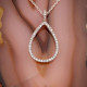 Zircon Taşlı Oval Gümüş Renk Kolye