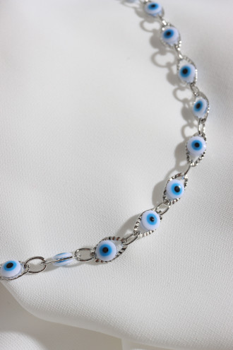 Damla Nazar Gümüş Renk Kolye