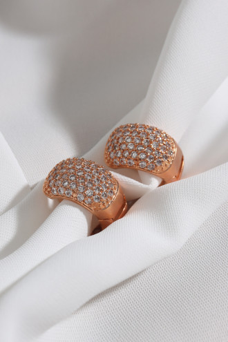 Zircon Taşlı Rose Küpe