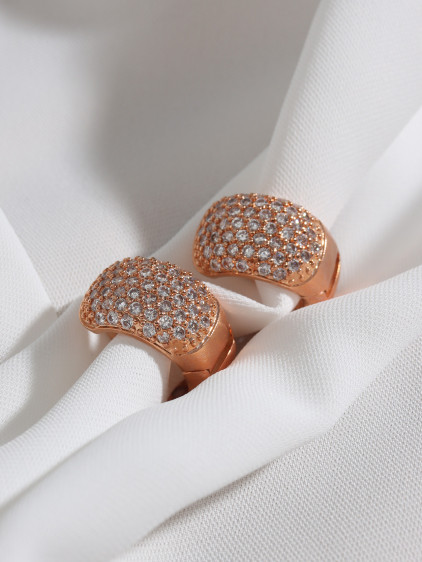 Zircon Taşlı Rose Küpe