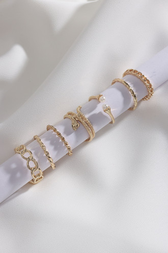 7 Adet Gold Renk Çoklu Yüzük Seti