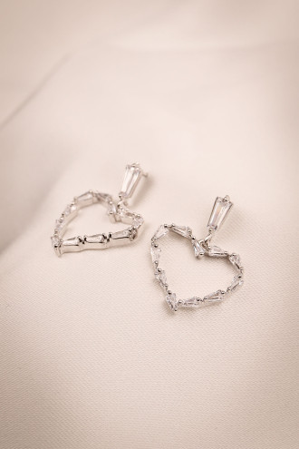 Zircon Taşlı Abiye Kalp Küpe