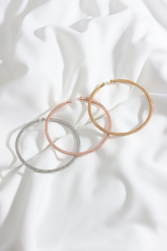 3'Lü Gold/Rose/Gümüş Renk Taşlı Bileklik