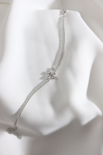 Beyaz Taşlı Yusufçuk Figürlü Zircon Taş Gümüş Renk Suyolu Bileklik