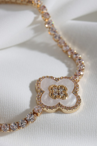 Yonca Su Yolu Gold Renk Çelik Bileklik