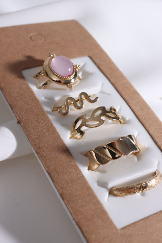 5 Adet Gold Renk Çoklu Yüzük Seti 5 Adet Gold Renk Çoklu Yüzük Seti