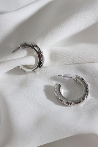 Vintage Gümüş Renk Halka Küpe