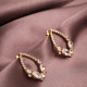 Zircon Taşlı Gold Renk Oval Abiye Küpe