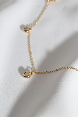 Sıralı Kalp Figür Gold Renk Kolye