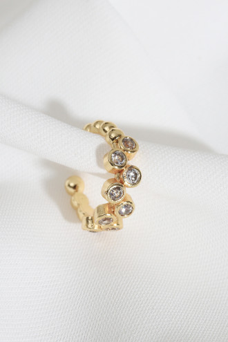 Taşlı Sıkıştırmalı Gold Renk Kıkırdak Küpe