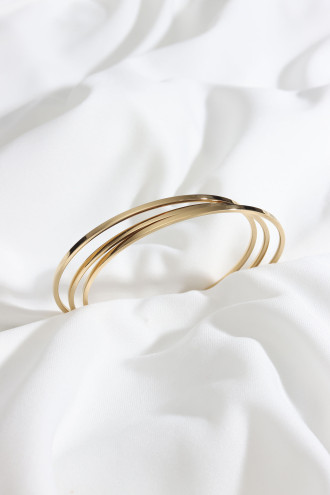 3'Lü Gold Renk İnce Çelik Kelepçe Bileklik