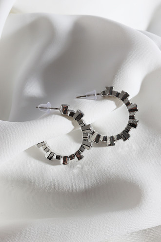 Vintage Gümüş Renk Halka Küpe