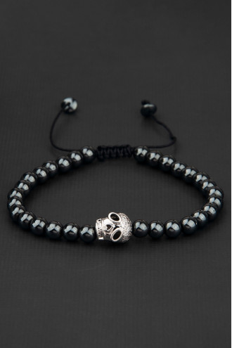 Antrasit Renk Asansörlü Kuru Kafa Erkek Bileklik