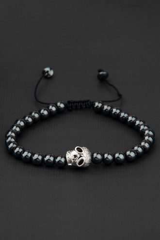 Antrasit Renk Asansörlü Kuru Kafa Erkek Bileklik