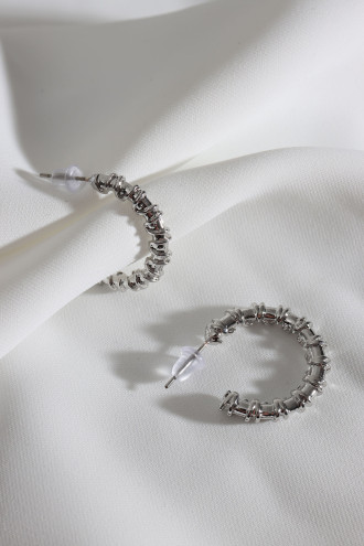 Vintage Gümüş Renk Halka Küpe