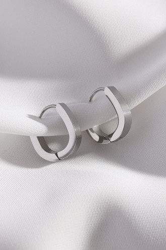 Çelik Oval Küçük Boy Gümüş Renk Halka Küpe