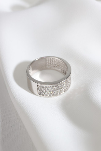 Zircon Taşlı Gümüş Renk Yüzük