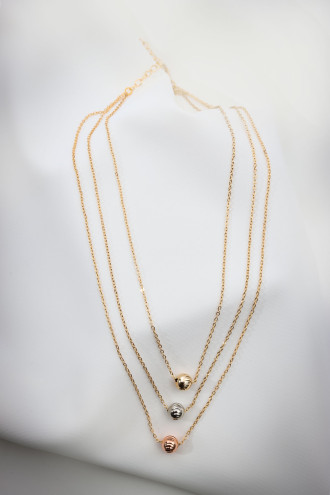 Üç Renk Sıralı Dorika Top Kolye