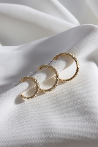 Kadın 3'Lü Gold Renk Halka Küpe Set