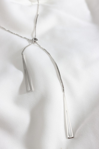 Asansörlü Gümüş Renk Süzme Çelik Kolye