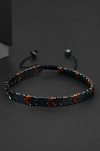 Kahve-Antrasit Renk Asansörlü Erkek Ipli Bileklik