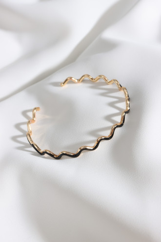 Siyah Zigzag Gold Renk Bilezik