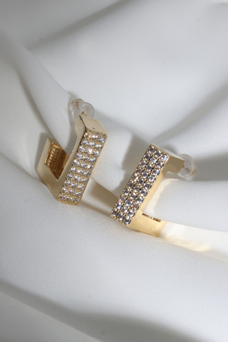 Zircon Taşlı Kare Gold Renk Abiye Küpe Zircon Taşlı Kare Gold Renk Abiye Küpe